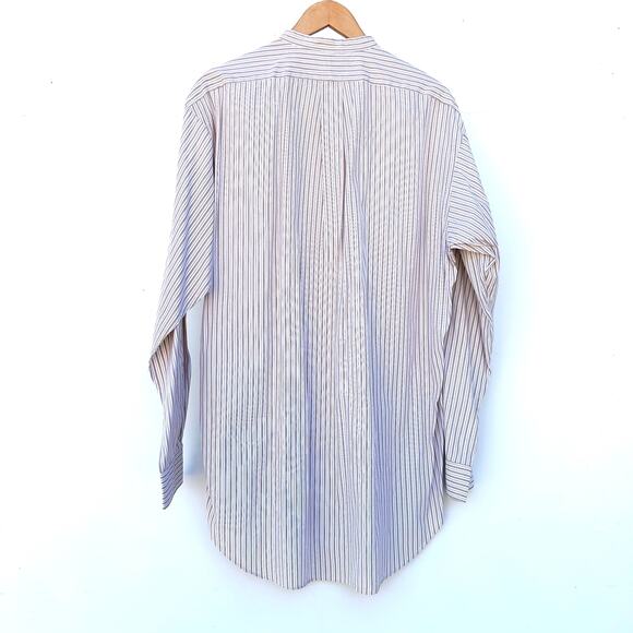 Polo Ralph Lauren Postboy Grandad Collar Oversized Button Down Brown Stripes M - Picture 4 of 8